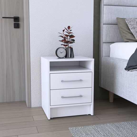 24" White Drawer Night Stand | Ample Storage for Devices | Bedroom, Office Setup