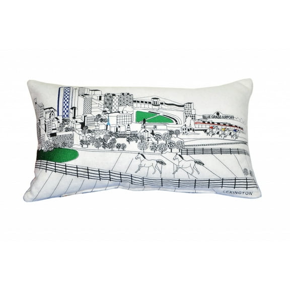 24" White Lexington Daylight Skyline Lumbar Decorative Pillow