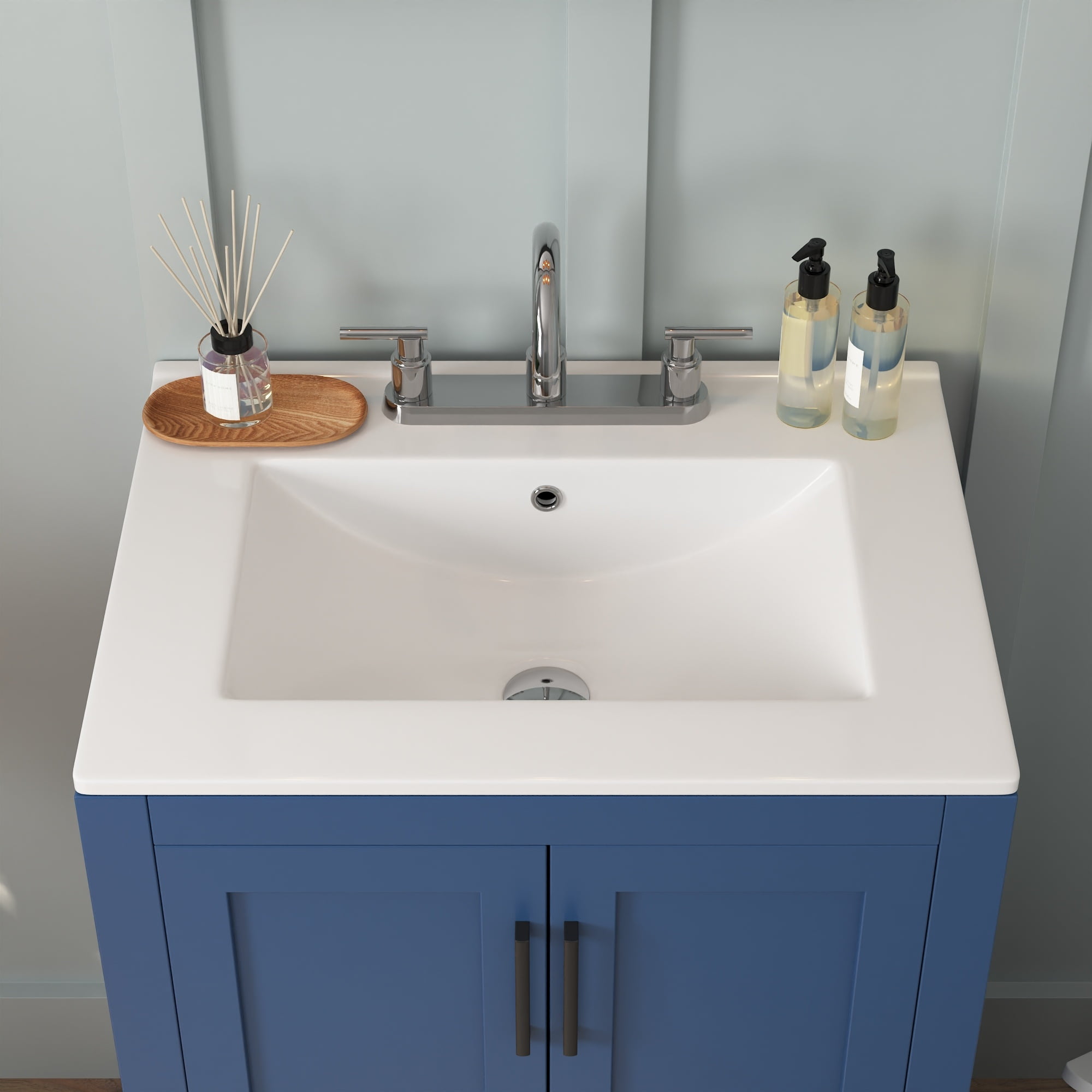 24'' White Ceramic Rectangular Single Vanity Top Sink