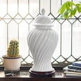 thumbnail image 1 of 24" White Swirling Ridges Temple Jar, 1 of 7