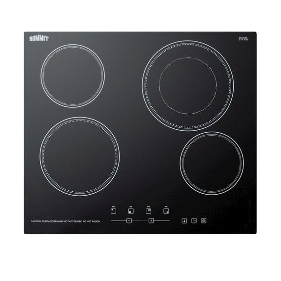 24" Wide 230V 4-Burner Radiant Cooktop, Black