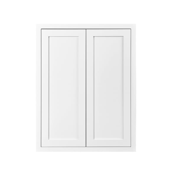 24" Wide 39" Tall 14" Deep Wall Cabinet Snow White Inset Shaker - Double Door