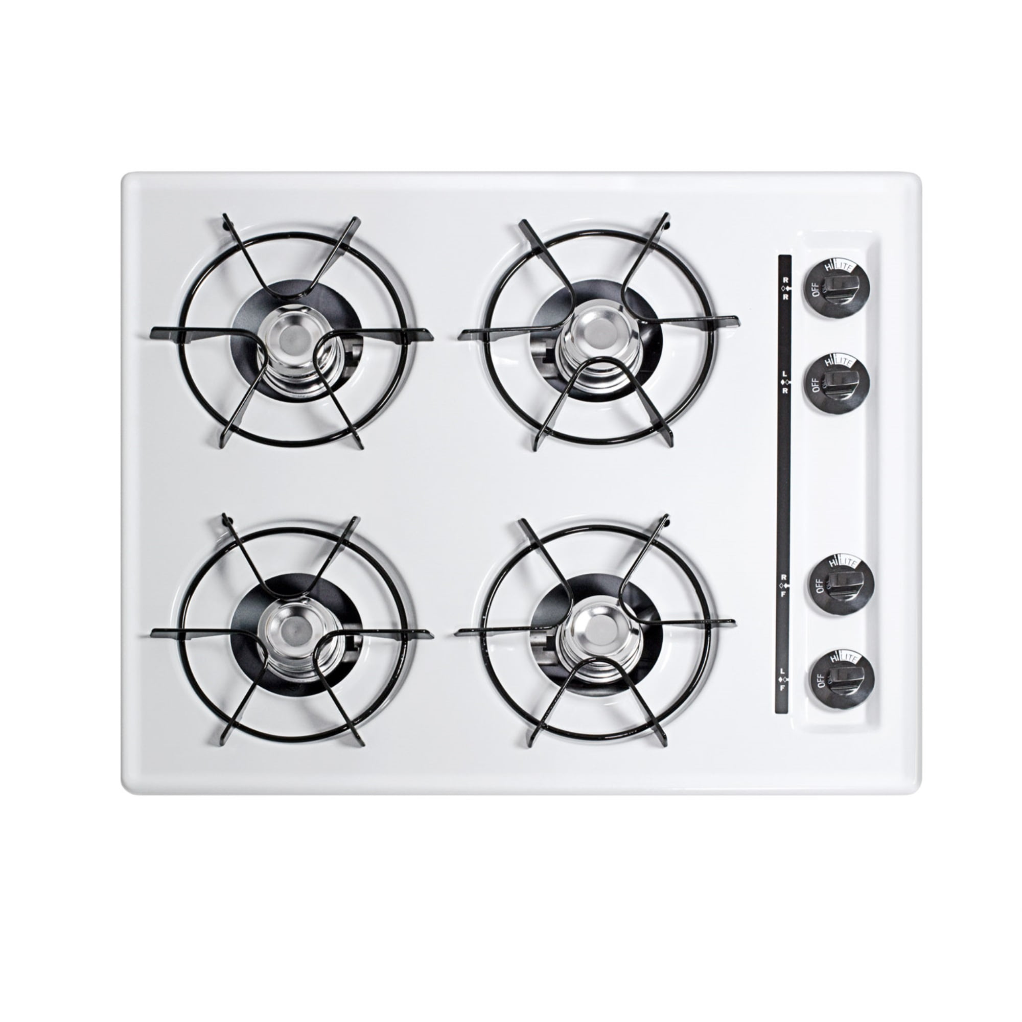 24" White Porcelain 4-Burner Propane Gas Cooktop