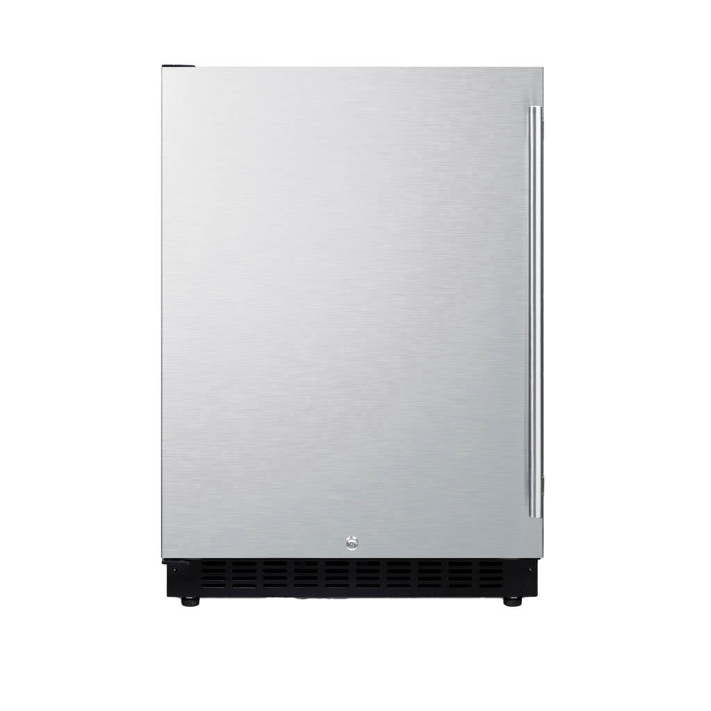 Summit 24 Inch Under Counter Refrigerator, Commercial or Home, 4.8 cu. ft. capacity, Stainless steel - AL54LHD Left Hand Door