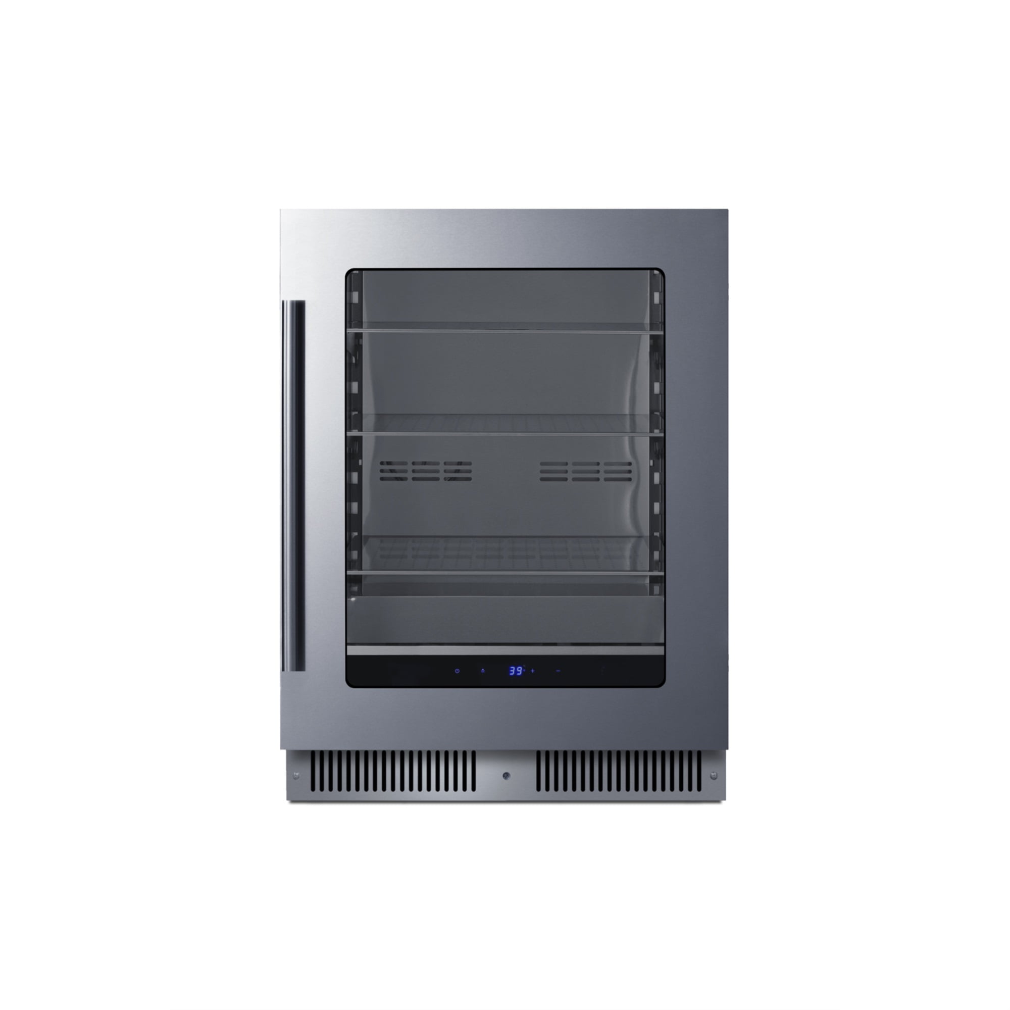 Stainless Steel 24-Inch Built-In Beverage Refrigerator with Glass Door