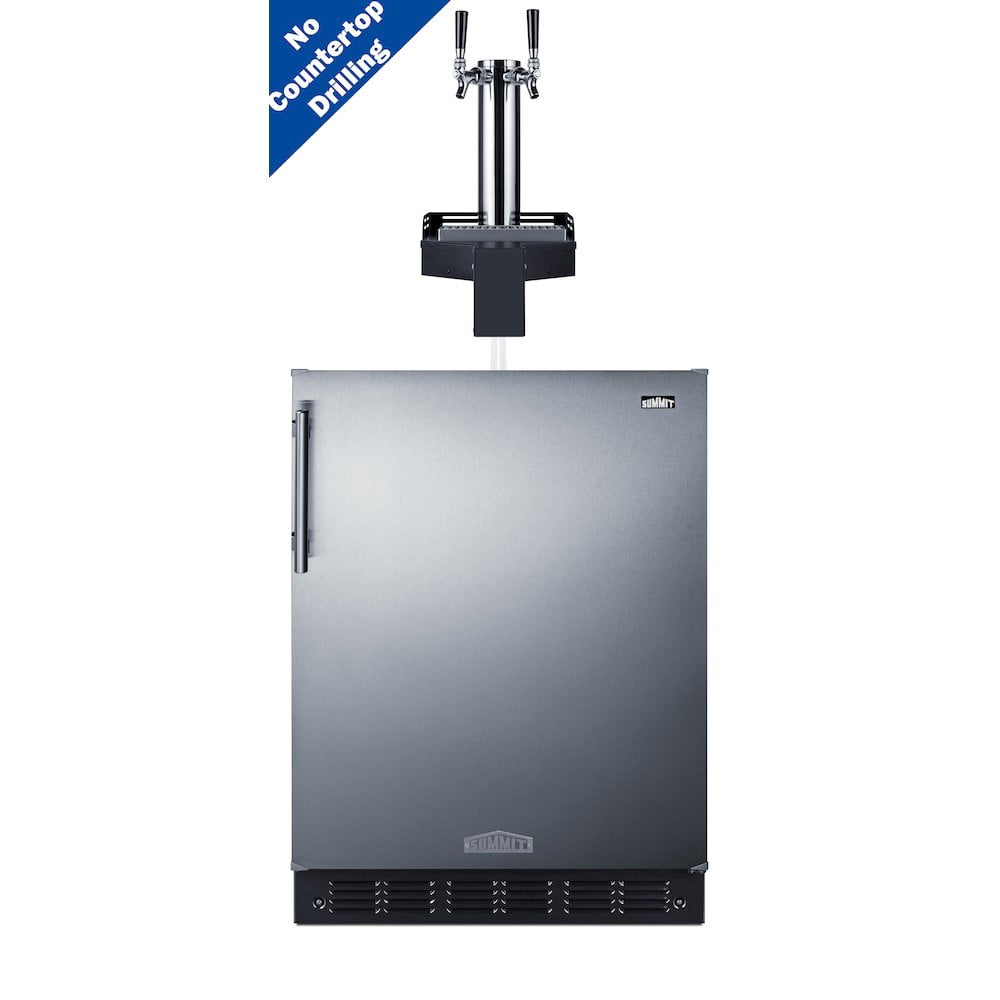 Summit Sbcfltwcfada 24" Wide 5.8 Cu. Ft. Built-In Double Tap Coffee Kegerator - Stainless