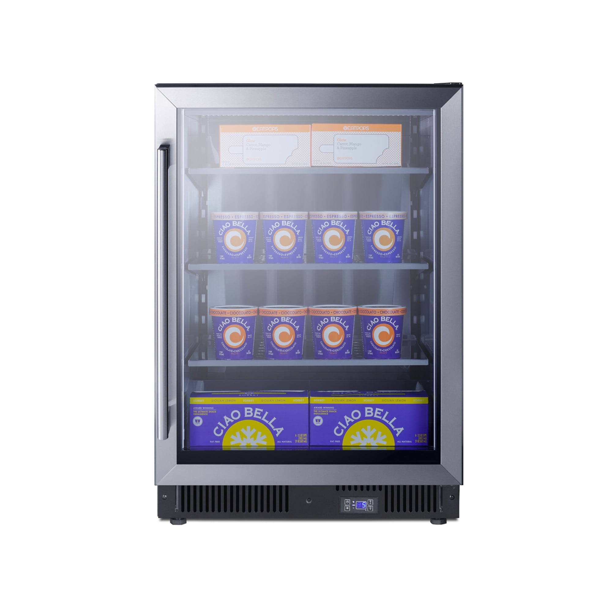 Summit 24 Inch Display Freezer, 5.0 cu.ft. Capacity,, Stainless Steel & Glass - SCF475