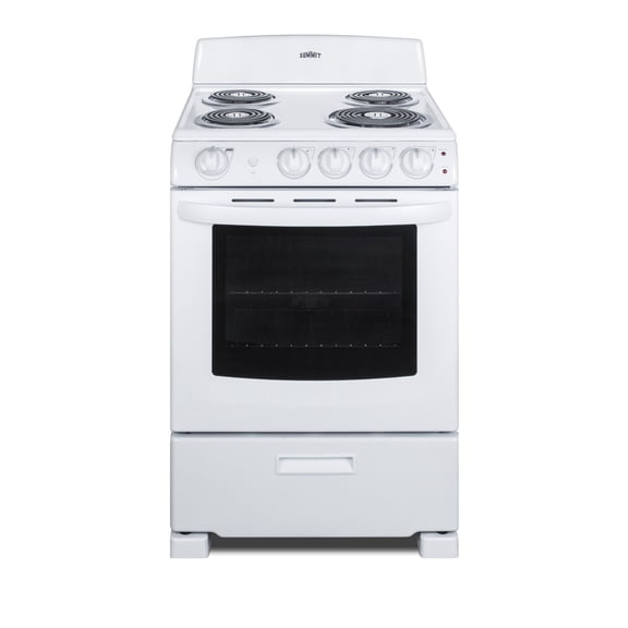 Summit 24 Inch Freestanding Electric Range, Coil Burners, White - RE2411W