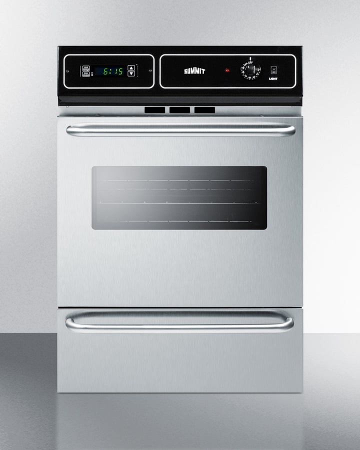 24" Wide Electric Wall Oven, stainless steel/black