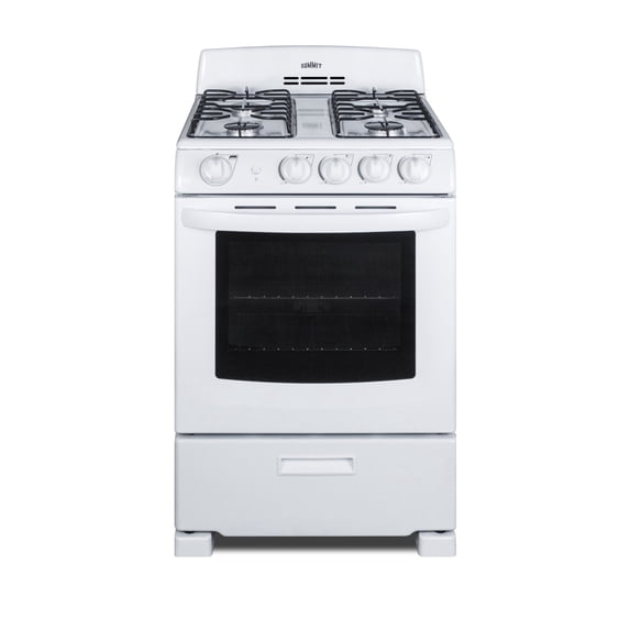 Summit 24 Inch Gas Range, 2.9 cu. ft. Oven, White - RG244WS