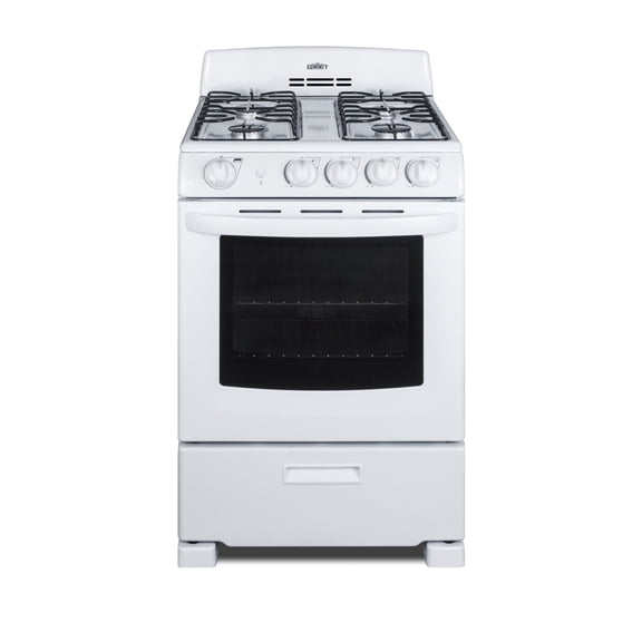 Summit 24 Inch Gas Range, 2.9 cu. ft. Oven, White - RG244WS