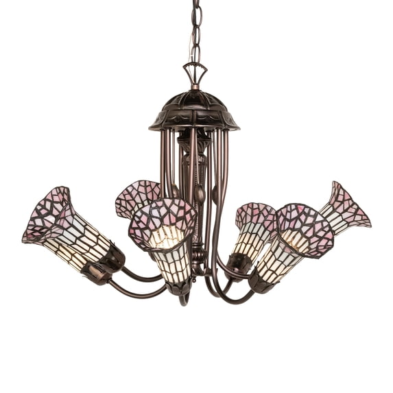 Meyda Lighting 24" Wide Stained Glass Pond Lily 7 Light Chandelier - N/A