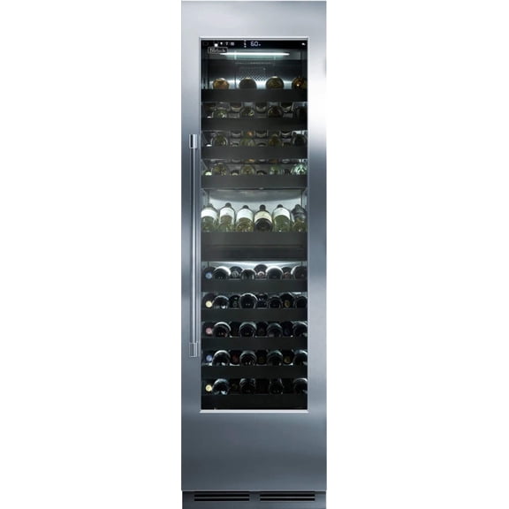 24" Wine Reserve, 86 Bottle Capacity, Dual Temperature Zones, Convertible Shelf, Touch Controls, Theatre Lighting, Left Hinge