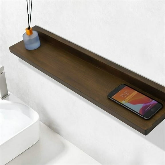 24" Wireless Charging Shelf, 15W/3A Charging, 78" 3A Cable, Solid Rubber Wood