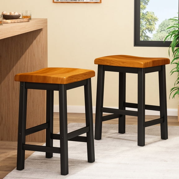 24" Wood Stool - Easy to Assemble - Indoor Entertainment - Match Decor