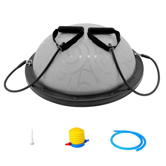 24'' Workout Half Ball, Balance Stability Half Ball for Abdominal Abs/Balance Strength/Training Exercise/Fitness Workout, Balance Ball Trainer with Resistance Bands for Home & Gym Workout, M003