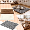 thumbnail image 1 of 24" X 16" Striped Plush Pet Mat, Soft Fluffy Non-Slip Pet Bed Pad, Cozy Warm Sleeping Mat For Indoor Cats, Dogs And Small Pets, Machine Washable Pet Resting Mat For Home And Crate, 1 of 6