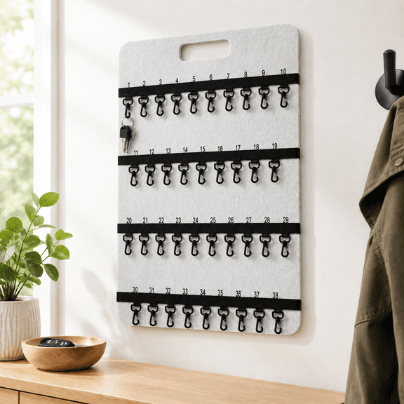 24'' X 16'' Wall Mount Key Rack With 38 Numbered Self-Locking Hooks