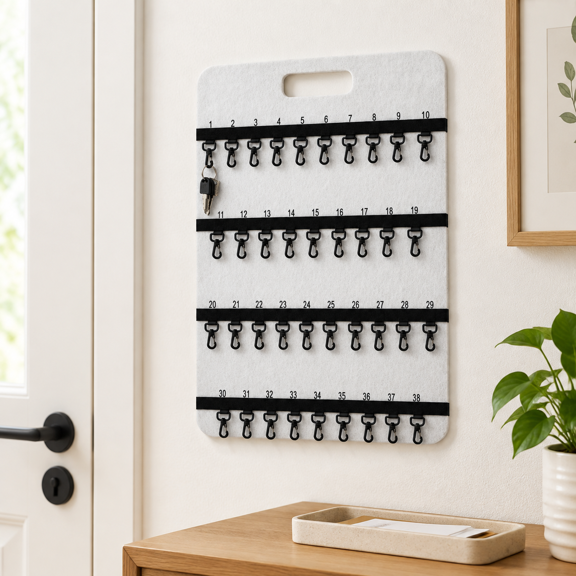 24'' X 16'' Wall Mount Key Rack With 38 Numbered Self-Locking Hooks