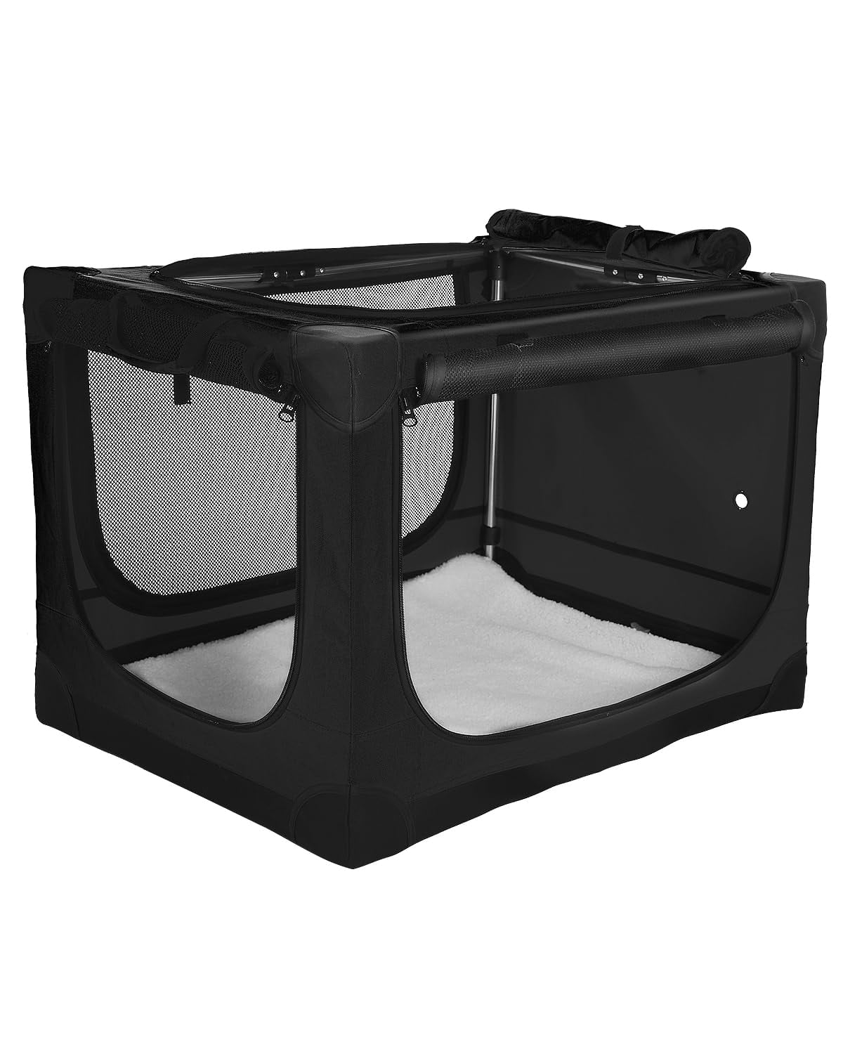 24 X 17 17 Inch Collapsible Soft Dog Crate For Dogs Up To 30 Lbs  Portable Travel Pet Kennel With 4 Zip Doors Foldable Indoor Outdoor Mat Carry Bag Black