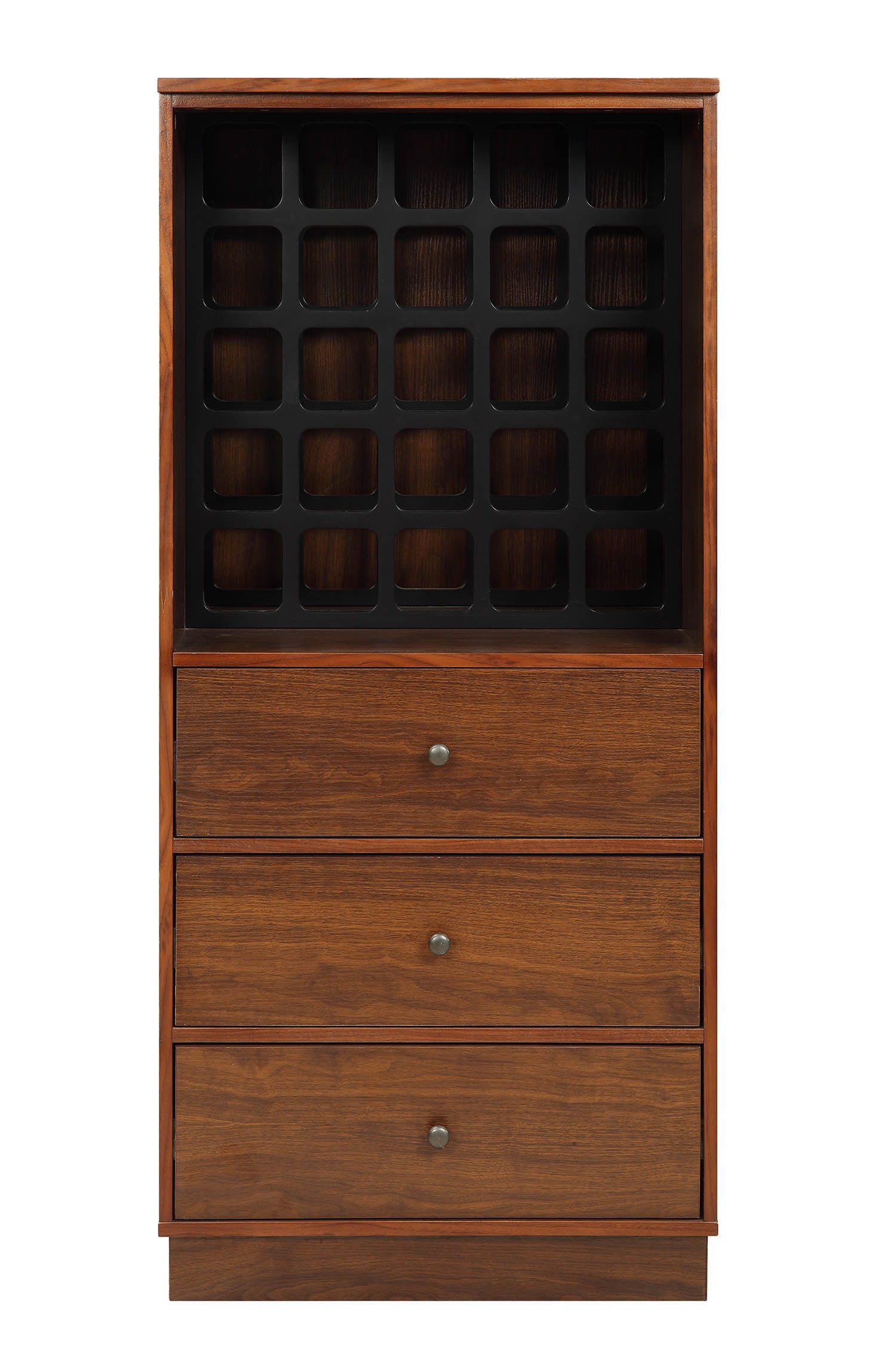 Elegant 24'' Walnut MDF Wine Cabinet with Ample Storage