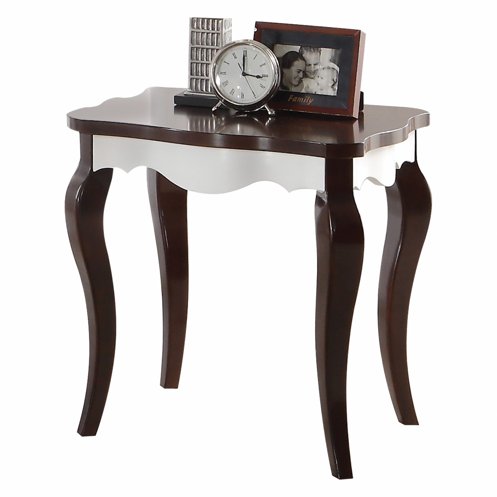 Chic Walnut & White Square Wood End Table - 24" x 22"