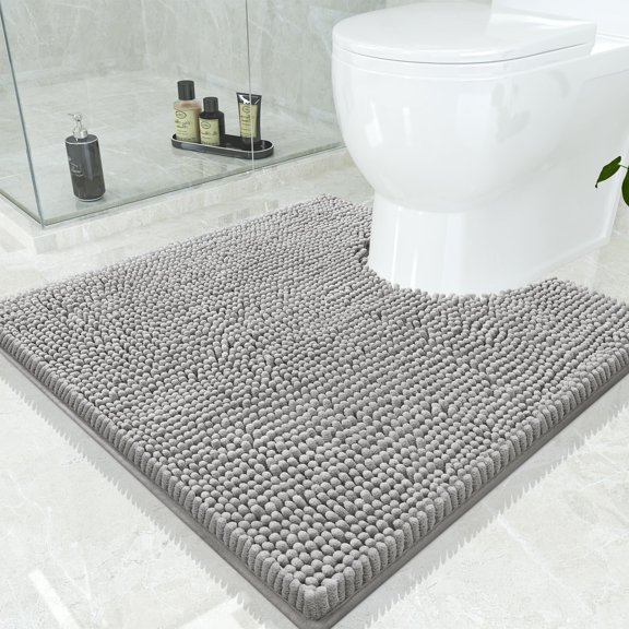 24" X 24" Contour Rug Light Grey Chenille Bathroom Bath Mat