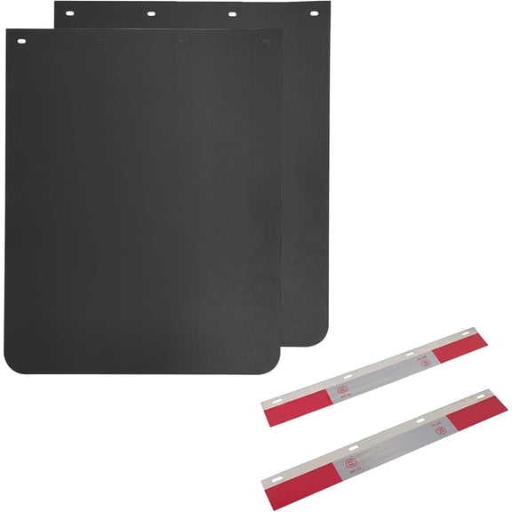 24 X 30 Black Polymer Mud Flaps with Reflective Tape for Semi Trucks and Trailers 2 Pack