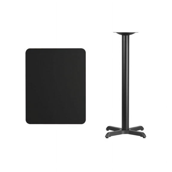 24" X 30" Rectangular Black Laminate Table Top With Bar Height X Base - Bar Height Restaurant Table