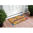 thumbnail image 1 of HomeRoots 555219 24 x 36 in. Natural & Black Coir Floral Welcome Outdoor Door Mat, 1 of 3