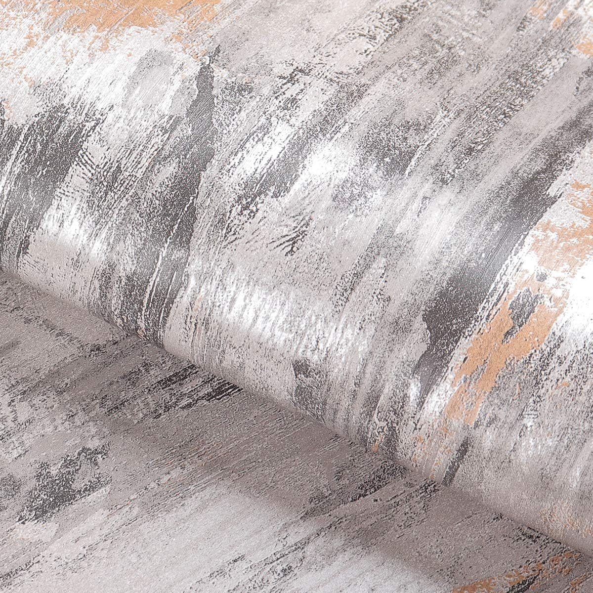 24 X 394 Wide Concrete Peel and Wallpaper for Room Grey Metallic Cement ...