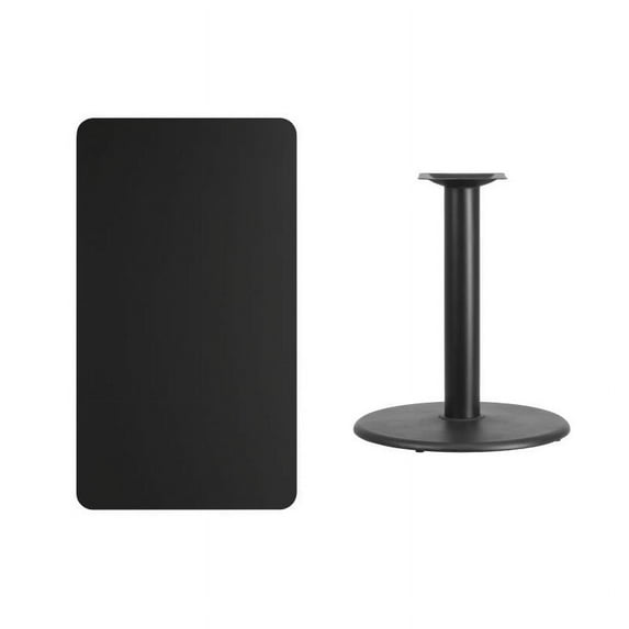24" X 42" Rectangular Black Laminate Table Top With Table Height Round Base - Table Height Restaurant Table
