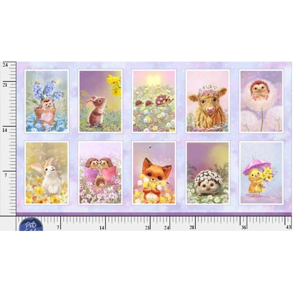 24" X 43" Panel Spring Sweets Cute Baby Woodland Animals P&B Textiles Cotton Fabric Panel (SSWE-06147)