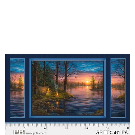 24" X 44" Panel Autumn Retreat Camping Nature Scenic Tenting Cotton Fabric Panel (ARET-5581-PA)