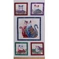thumbnail image 1 of 24" X 44" Panel Cats Cat Couples Sweethearts Blocks Frames Paisleys Swirls Multi-Color Animals with Gold Metallic Shimmer Whimsical Fancy Cat-i-tude Purrfect Together Cotton Fabric Panel (7550M-09), 1 of 1