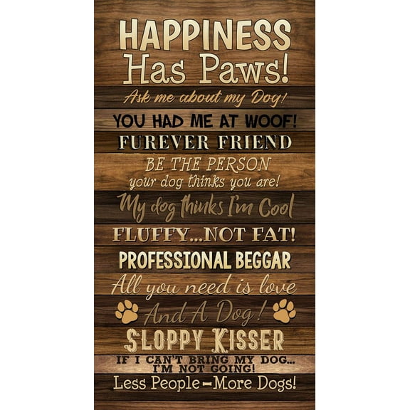 24" X 44" Panel Happiness Has Paws Dogs Pets Brown Cotton Fabric Panel (PANEL-CD3316-BROWN)