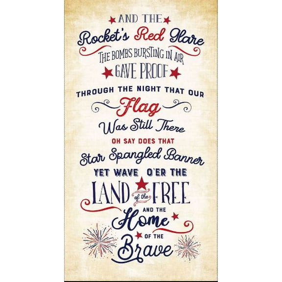 24" X 44" Panel Star Spangled Panel Patriotic Freedom American USA Red White and Blue by Gail Cadden Timeless Treasures Cotton Fabric Panel (PANELGC-CD2220)