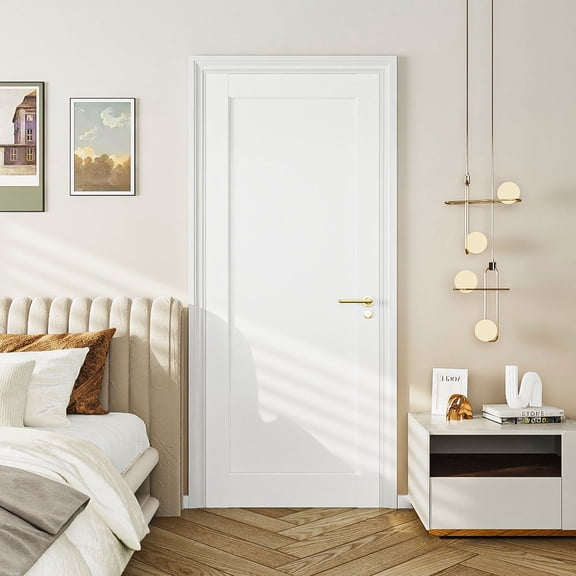 24" X 80"1-Panel Slab Door ,French Interior Door Paintable MDF Door Panel,Pre-Assembled Panel for Closet Pantry Bedroom Livingroom Study Office,White