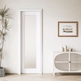 thumbnail image 1 of 24" X 80" Frosted Glass 1-Lite Sliding Pocket Door White Standard Door with Hardware Kit Set, 1 of 8