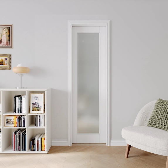 24" X 80" Solid and Manufactured Wood Sliding Pocket Closet Doors with Hardware Kit Set & Soft Close