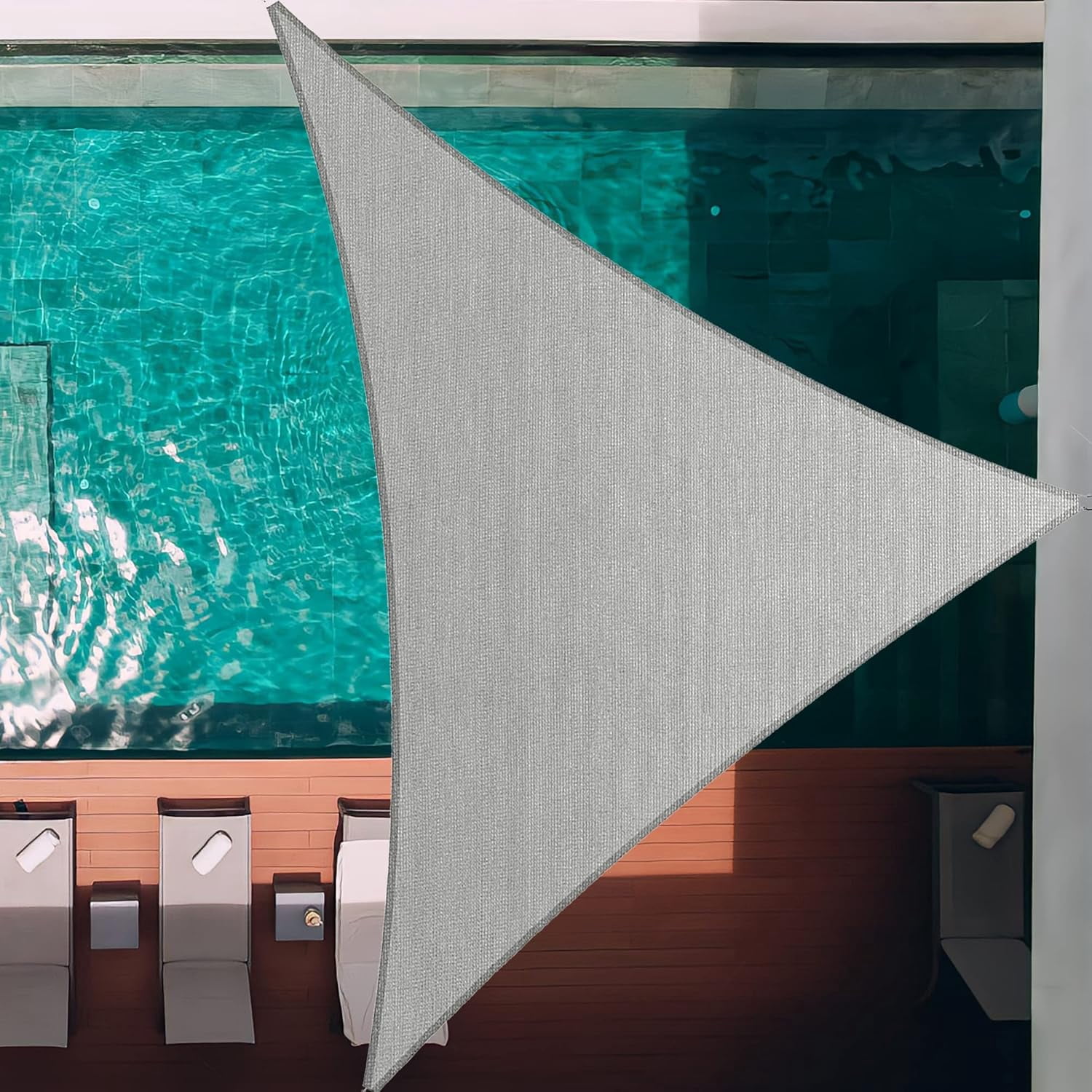 Light Gray Sun Shade Sail - UV Block, Permeable HDPE Fabric, Triangle Shape For Patio, Pool, Garden