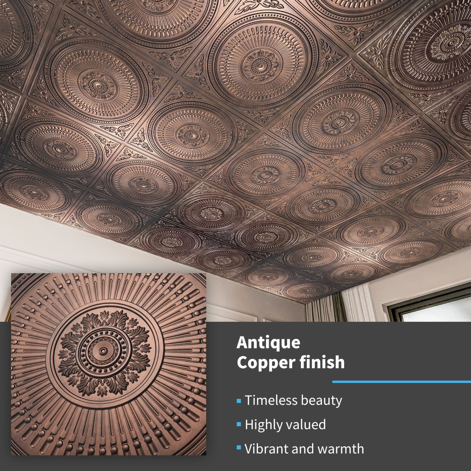 24''X24'' Drop Ceiling Tiles,3D Decorative PVC Ceiling Panels for Living Room,Office,12-Pack