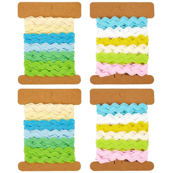 24 Yards 2 Styles Zig Zag Ribbon Trim 1/4 inch(7.5mm) Wave Ribbon Bending Fringe Trim Woven Fabric Sewing Lace