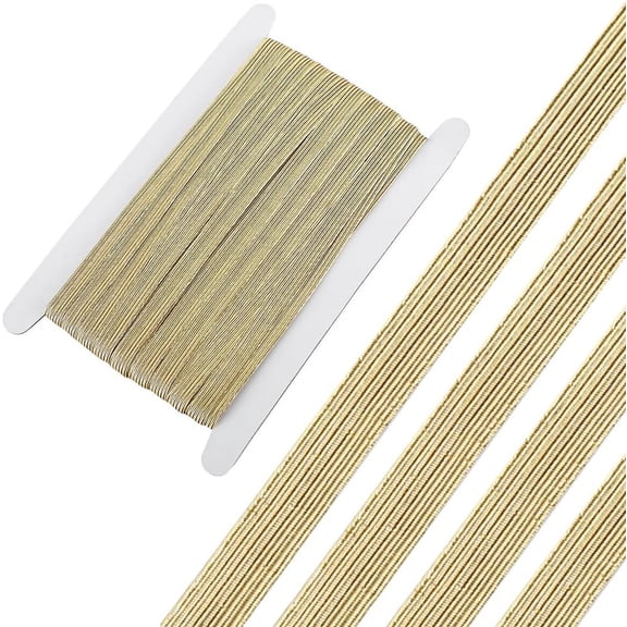 24 Yards Gold Elastic Band 0.4 Wide Glitter Metallic Ribbon Flat Elastic Strap Stretch Ribbon Elasticity Knit Rubber Cord Webbing Garment for Sewing Craft Bowknot Making Wrapping Golden 1bag
