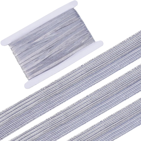24 Yards Light Grey Elastic Band 0.5" Glitter Metallic Ribbon Flat Elastic Strap Stretch Ribbon Elasticity Knit Rubber Cord Webbing Garment Accessories for Crafting Gift Sewing Light Grey