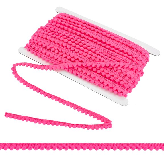 24 Yards Red Ball Fringe 3/8 inch Wide Sewing Lace Ribbon Trim Tassel Trim with 5mm Pompoms Balls