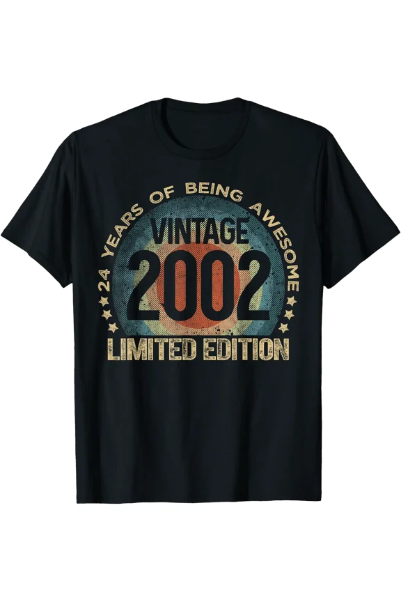 24 Year Old Gifts Vintage 2002 Limited Edition 24th Birthday T-Shirt, Unisex T-Shirt