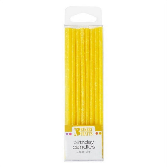 24 Yellow Slim Glitter Candles