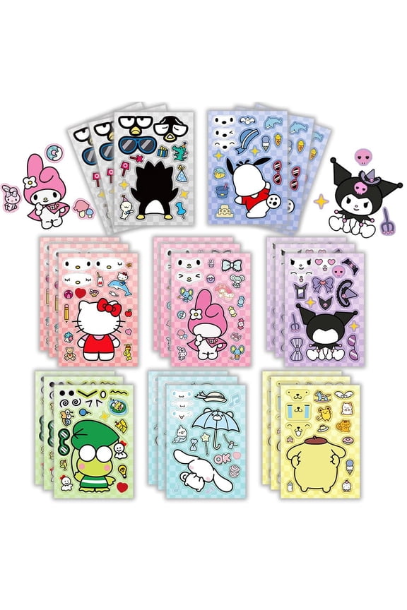 24 cartoon character stickers for children, making your own stickers for decorating parties for kids and teenagers, rewards, laptop phone case decorations, fans' favorites