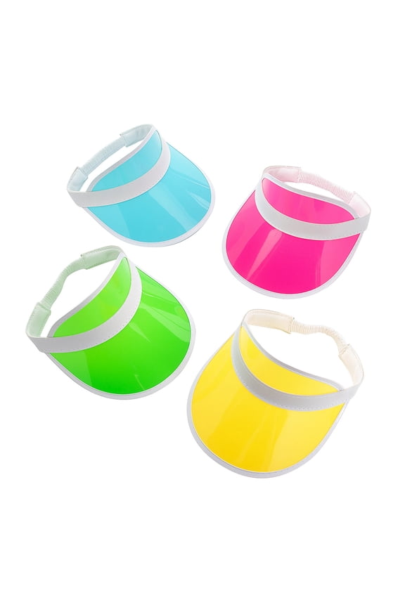 24" circ. Retro Style Bright Neon Colored Transparent Visors - 12 Pc.